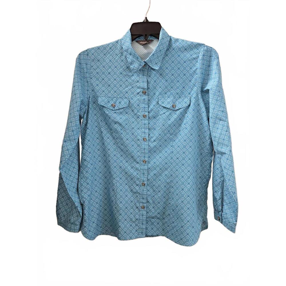 Eddie Bauer Fitted Women's Ventilated Blouse W/ Zipper Pocket Size L
